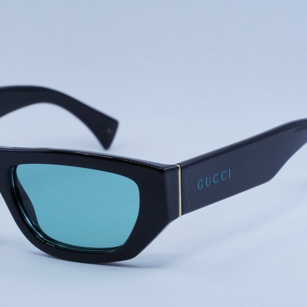 Gucci GG1134S 004 Men Sunglasses Black Rectangle Frame, Green Lenses - Picture 3 of 11